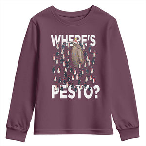 Funny Christmas Wheres Pesto Youth Sweatshirt TS09 Maroon Print Your Wear