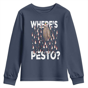 Funny Christmas Wheres Pesto Youth Sweatshirt TS09 Navy Print Your Wear
