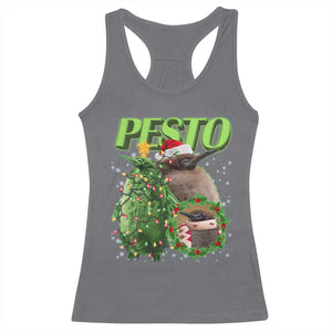Funny Christmas Pesto Penguin Racerback Tank Top TS09 Charcoal Print Your Wear