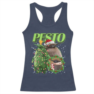 Funny Christmas Pesto Penguin Racerback Tank Top TS09 Navy Print Your Wear