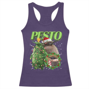 Funny Christmas Pesto Penguin Racerback Tank Top TS09 Purple Print Your Wear