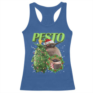 Funny Christmas Pesto Penguin Racerback Tank Top TS09 Royal Blue Print Your Wear