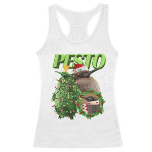 Funny Christmas Pesto Penguin Racerback Tank Top TS09 White Print Your Wear