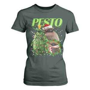 Funny Christmas Pesto Penguin T Shirt For Women TS09 Dark Forest Green Print Your Wear