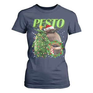 Funny Christmas Pesto Penguin T Shirt For Women TS09 Navy Print Your Wear