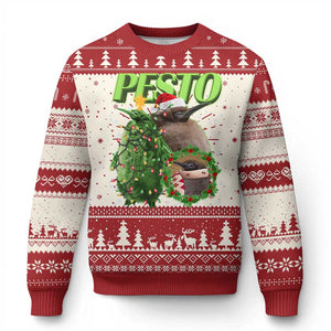 Funny Christmas Pesto Penguin Ugly Christmas Sweater TS09 Red Print Your Wear