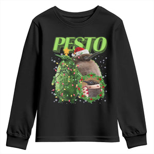 Funny Christmas Pesto Penguin Youth Sweatshirt TS09 Black Print Your Wear