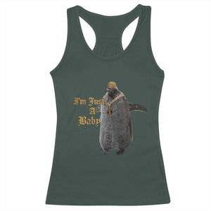 Funny Pesto Penguin Racerback Tank Top I'm Just A Baby Hiphop TS09 Dark Forest Green Print Your Wear