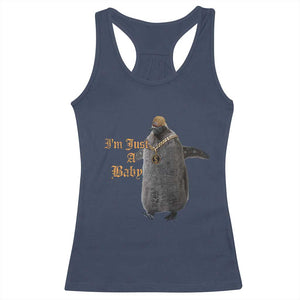 Funny Pesto Penguin Racerback Tank Top I'm Just A Baby Hiphop TS09 Navy Print Your Wear