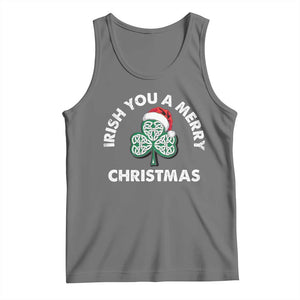 Irish Christmas Tank Top Irish You A Merry Christmas Celtic Shamrock TS09 Black Heather Print Your Wear