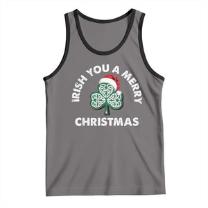 Irish Christmas Tank Top Irish You A Merry Christmas Celtic Shamrock TS09 Deep Heather Black Print Your Wear