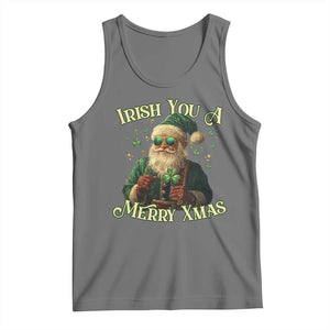 Irish You A Merry Xmas Tank Top Shamrock Santa Ireland Lucky TS09 Black Heather Print Your Wear