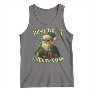 Irish You A Merry Xmas Tank Top Shamrock Santa Ireland Lucky TS09 Deep Heather Print Your Wear