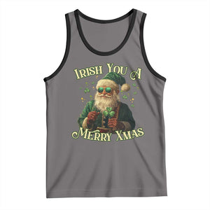 Irish You A Merry Xmas Tank Top Shamrock Santa Ireland Lucky TS09 Deep Heather Black Print Your Wear