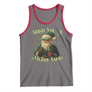 Irish You A Merry Xmas Tank Top Shamrock Santa Ireland Lucky TS09 Deep Heather Red Print Your Wear