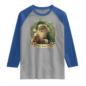 Irish Christmas Raglan Shirt Nollaig Shona Duit Shamrock Santa Drinking Beer TS09 Sport Gray Royal Print Your Wear