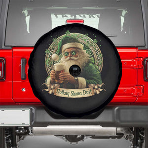 Irish Christmas Spare Tire Cover Nollaig Shona Duit Shamrock Santa Drinking Beer TS09 Black Print Your Wear