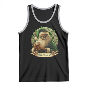 Irish Christmas Tank Top Nollaig Shona Duit Shamrock Santa Drinking Beer TS09 Black Athletic Heather Print Your Wear