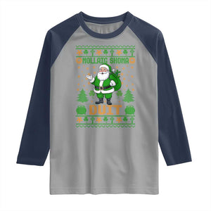 Irish Christmas Raglan Shirt Nollaig Shona Duit Shamrock Santa Lucky For Everyone TS09 Sport Gray Navy Print Your Wear