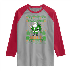 Irish Christmas Raglan Shirt Nollaig Shona Duit Shamrock Santa Lucky For Everyone TS09 Sport Gray Red Print Your Wear
