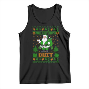 Irish Christmas Tank Top Nollaig Shona Duit Shamrock Santa Lucky For Everyone TS09 Black Print Your Wear
