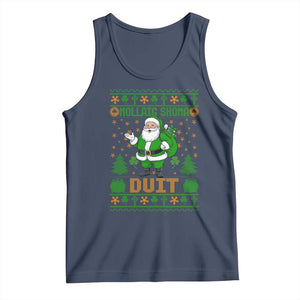 Irish Christmas Tank Top Nollaig Shona Duit Shamrock Santa Lucky For Everyone TS09 Navy Print Your Wear