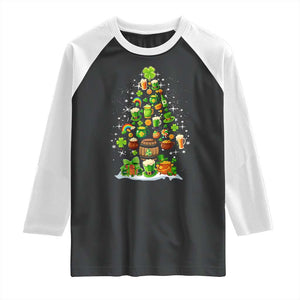 Merry Christmas Tree Irish Raglan Shirt TS09 Black White Print Your Wear