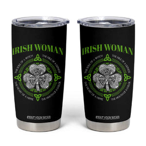 Irish Woman Pride Tumbler Cup The Soul of A Witch Celtic Shamrock Feminist TS09 Black Print Your Wear