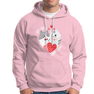 Valentine's Day Hoodie Be Mine Right Meow Funny Cat Lover TS09 Light Pink Printyourwear