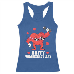 Happy Valentine's Day Gymer Heart Weightlifting Funny Deadlift Fitness Racerback Tank Top TS09 Royal Blue Print Your Wear