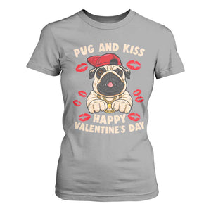 Pug And Kiss Happy Valentine's Day Funny Pet Lover T Shirt For Women TS09 Sport Gray Print Your Wear
