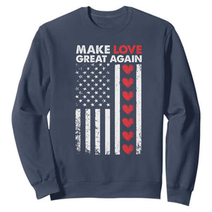 Funny Trump Valentine's Day Patriotic Sweatshirt Make Love Great Again TS09 Navy Print Your Wear
