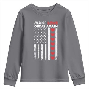 Funny Trump Valentine's Day Patriotic Youth Sweatshirt Make Love Great Again TS09 Charcoal Print Your Wear