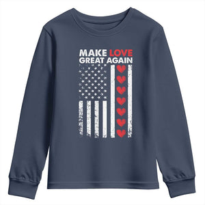 Funny Trump Valentine's Day Patriotic Youth Sweatshirt Make Love Great Again TS09 Navy Print Your Wear