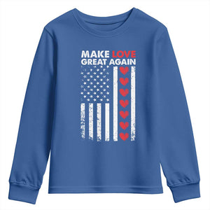 Funny Trump Valentine's Day Patriotic Youth Sweatshirt Make Love Great Again TS09 Royal Blue Print Your Wear