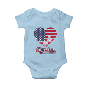 Patriotic Baby Onesie My Heart Beats For America Valentine's Day TS09 Light Blue Print Your Wear