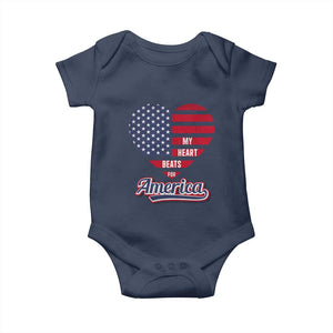 Patriotic Baby Onesie My Heart Beats For America Valentine's Day TS09 Navy Print Your Wear