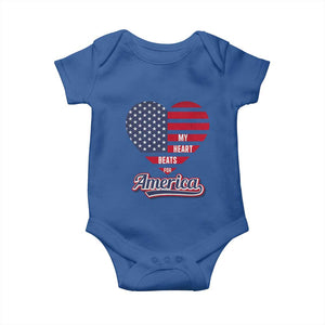 Patriotic Baby Onesie My Heart Beats For America Valentine's Day TS09 Royal Blue Print Your Wear