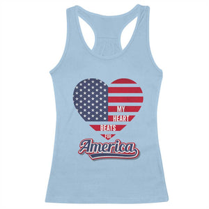 Patriotic Racerback Tank Top My Heart Beats For America Valentine's Day TS09 Light Blue Print Your Wear
