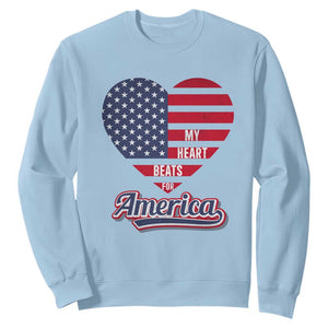 Patriotic Sweatshirt My Heart Beats For America Valentine's Day TS09 Light Blue Print Your Wear