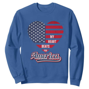 Patriotic Sweatshirt My Heart Beats For America Valentine's Day TS09 Royal Blue Print Your Wear