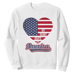 Patriotic Sweatshirt My Heart Beats For America Valentine's Day TS09 White Print Your Wear