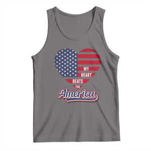 Patriotic Tank Top My Heart Beats For America Valentine's Day TS09 Deep Heather Print Your Wear