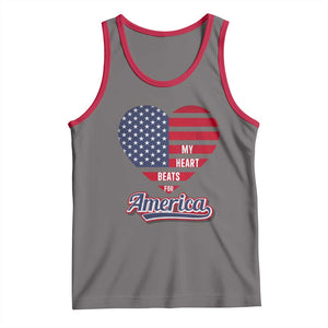 Patriotic Tank Top My Heart Beats For America Valentine's Day TS09 Deep Heather Red Print Your Wear