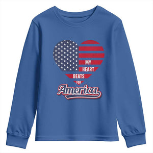 Patriotic Youth Sweatshirt My Heart Beats For America Valentine's Day TS09 Royal Blue Print Your Wear