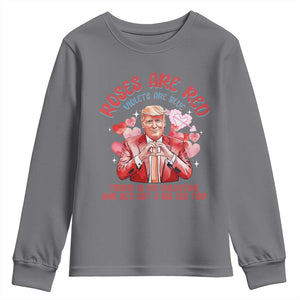 Funny Trump Lover Youth Sweatshirt Roses are Red Trump Is My Valentine And He's Got A Big Ego Too TS09 Charcoal Print Your Wear