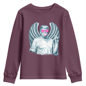 Trump Cupid Vibes Youth Sweatshirt Trump Bubble Gum TS09 Maroon Print Your Wear