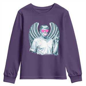 Trump Cupid Vibes Youth Sweatshirt Trump Bubble Gum TS09 Purple Print Your Wear