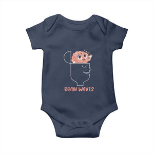 Funny Neuroscience Brain Waves Baby Onesie TS09 Navy Print Your Wear
