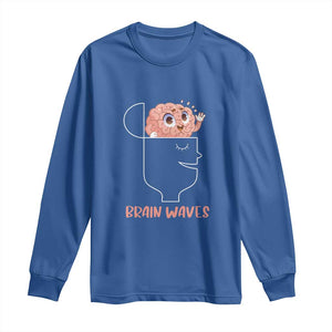 Funny Neuroscience Brain Waves Long Sleeve Shirt TS09 Royal Blue Print Your Wear